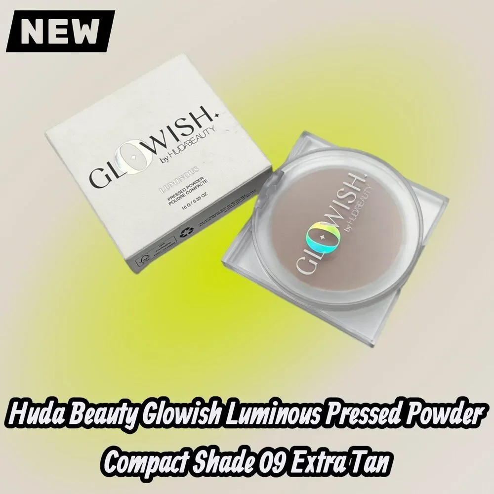 New Huda Beauty Glowish Luminous Pressed Powder Compact Shade 09 Extra Tan